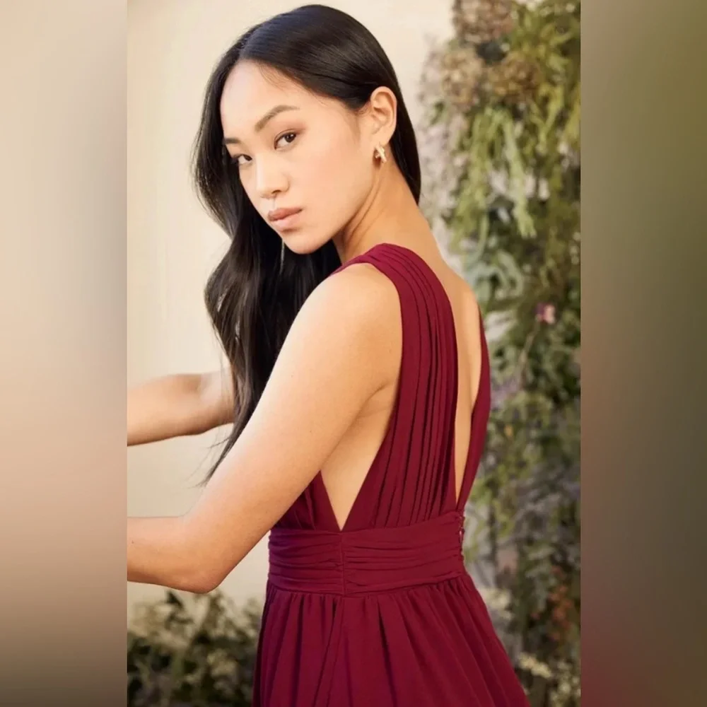Lulus Heavenly Hues Formal Burgundy Maxi Dress - Picture 3 of 10